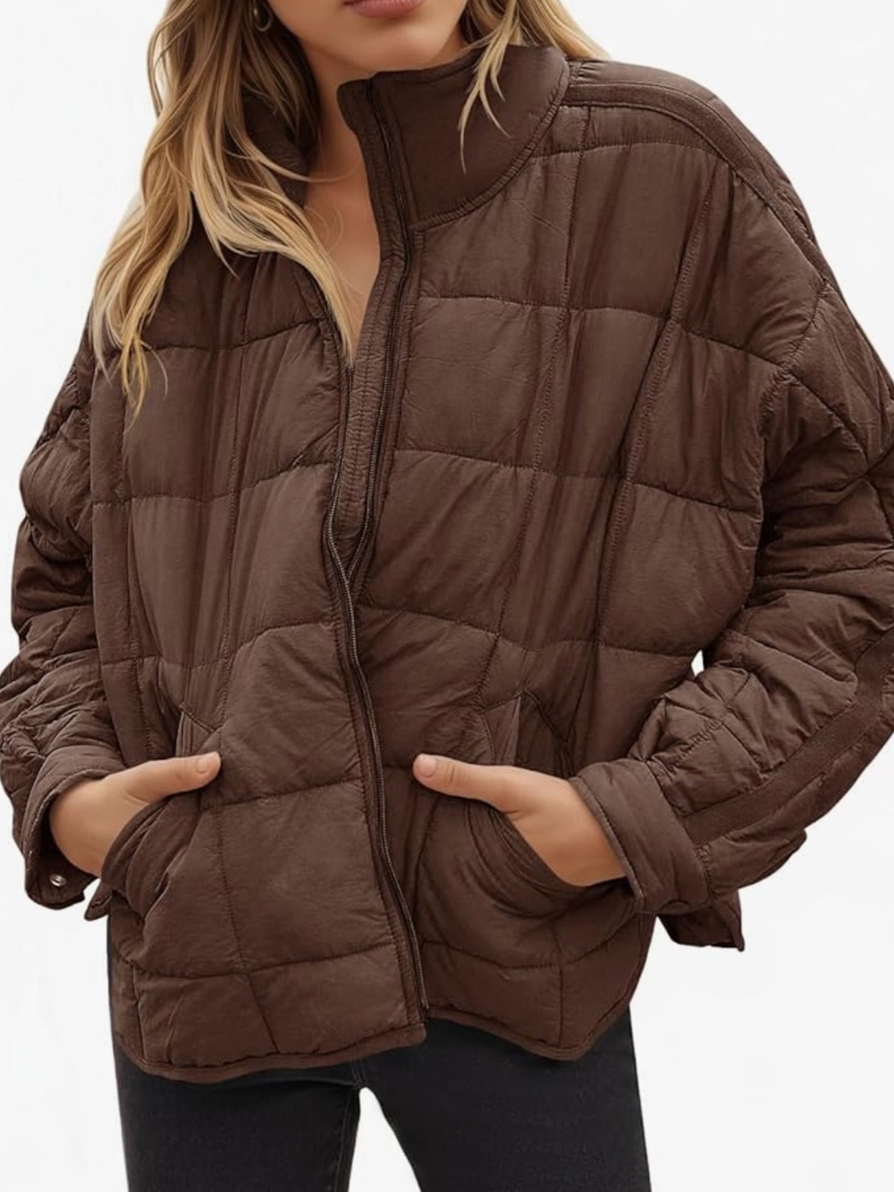 Women’s Quilted Brown Puffer Jacket